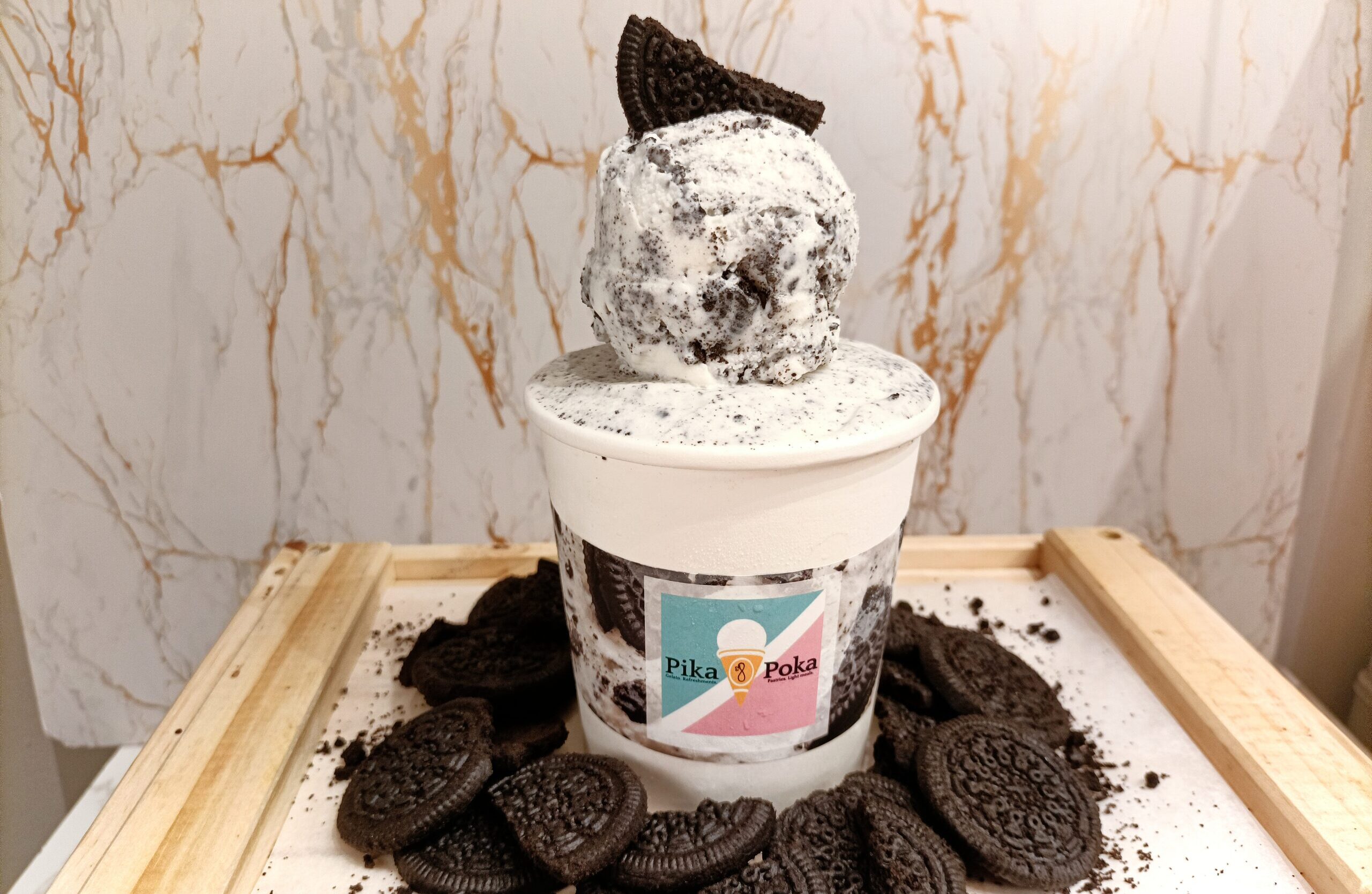 Cookie and cream gelato ice cream